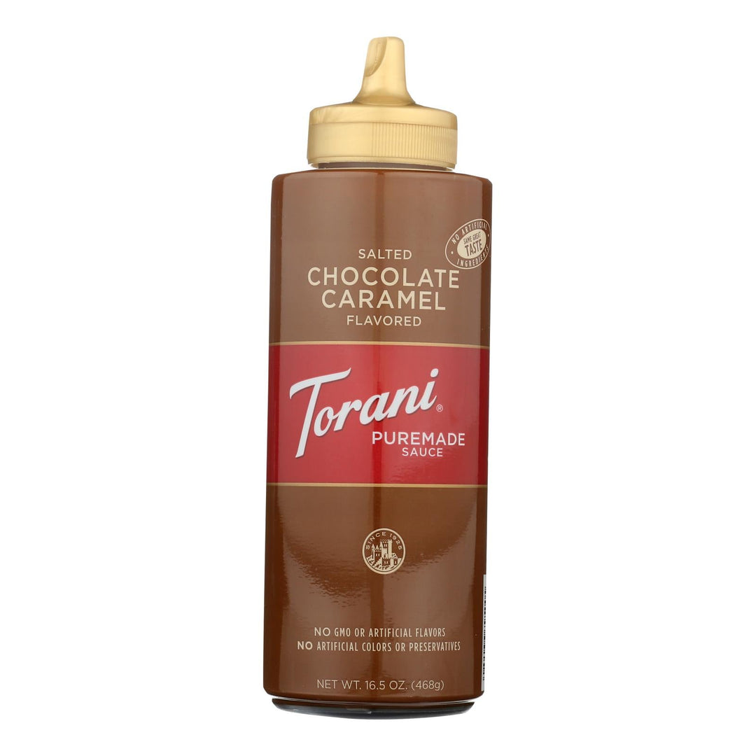 Torani Salted Chocolate Caramel Sauce - Case Of 4 - 16.5 Oz - Maras Green